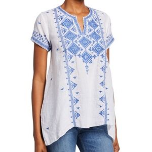 Johnny Was Azure Boho Drape Top